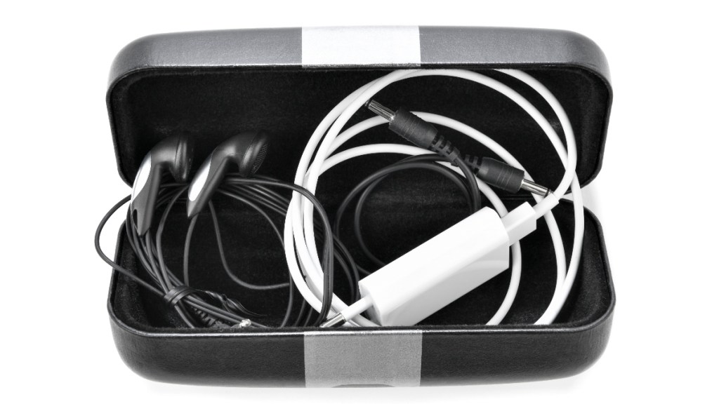 An eyeglass case is perfect for organizing cords