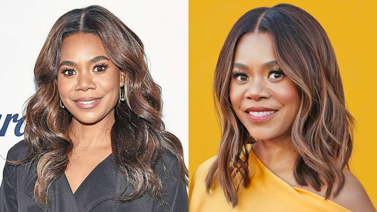 Actress Regina Hall before and after changing hairstyle
