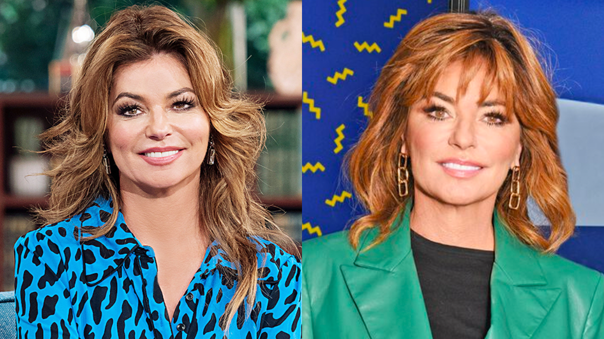 Musician Shania Twain before and after changing hairstyle