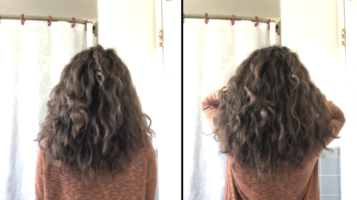 results of the bowl method for curly hair - 2 picture collage