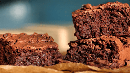 close up of moist chocolate probiotic brownies