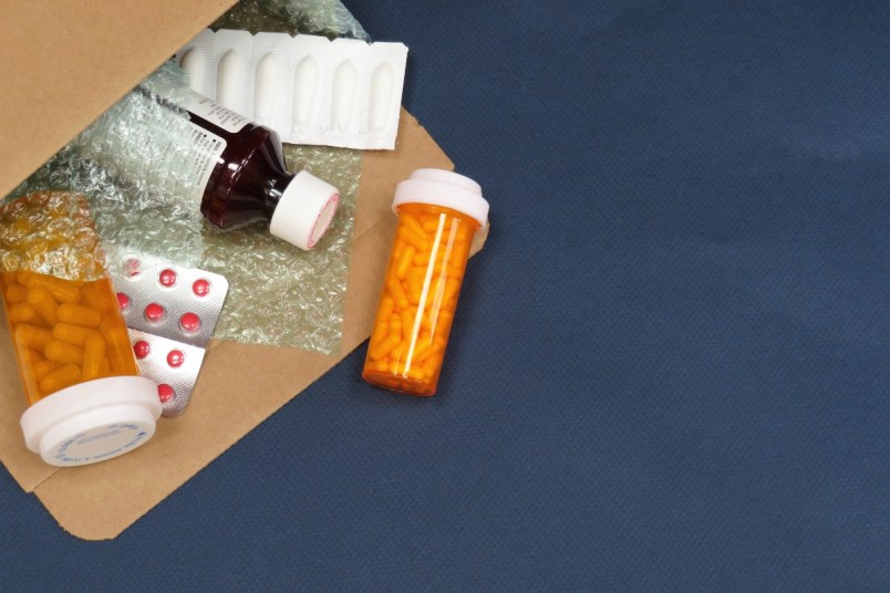 Box of prescription pills in the mail