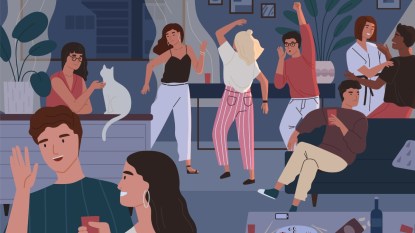 Illustration of people having a party