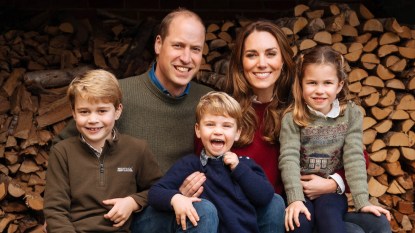 The 2020 Christmas card of the Duke and Duchess of Cambridge with their three children, Prince George, Princess Charlotte, and Prince Louis at Anmer Hall, Norfolk, UK, on the 17th December 2020.