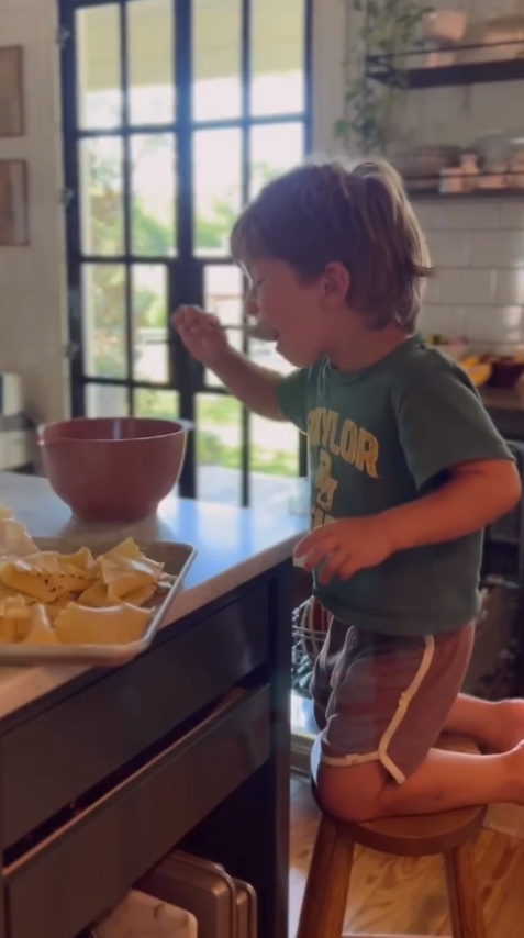 Chip and Joanna Gaines' son Crew in the kitchen