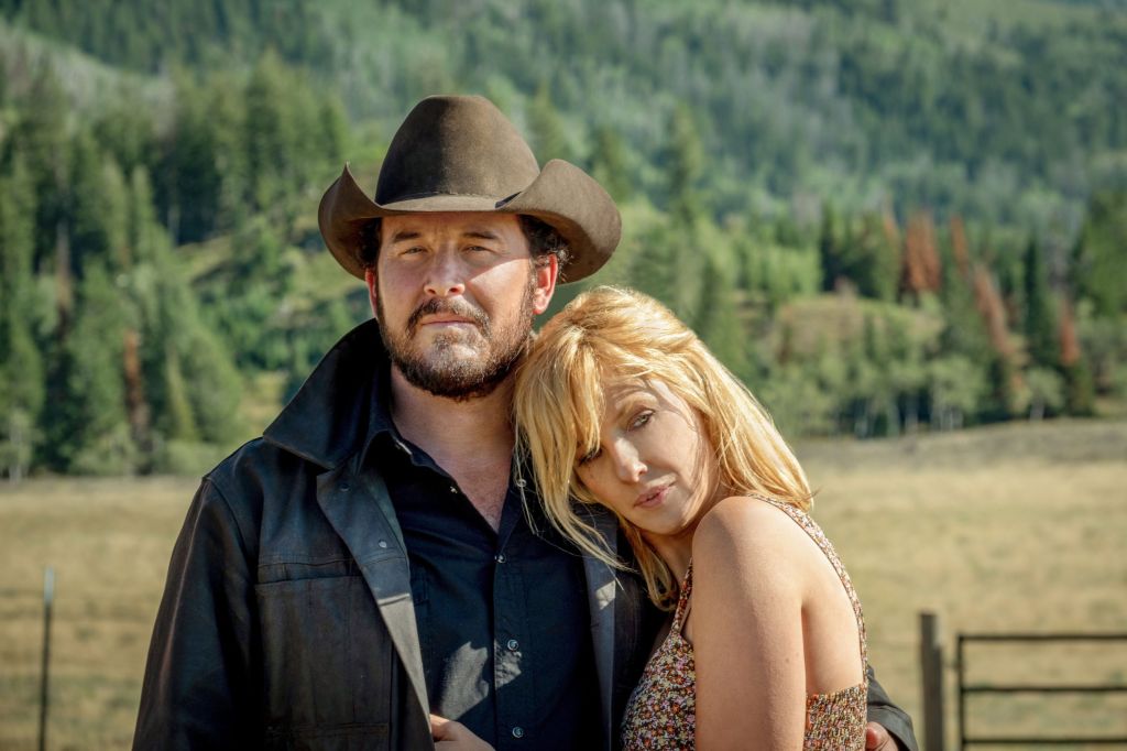 Cole Hauser as Rip Wheeler and Kelly Reilly as Beth Dutton in Yellowstone