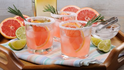Paloma cocktails garnished with grapefruit slices