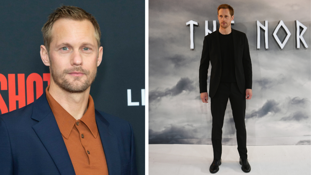 Alexander Skarsgard pictured in 2019 and 2022