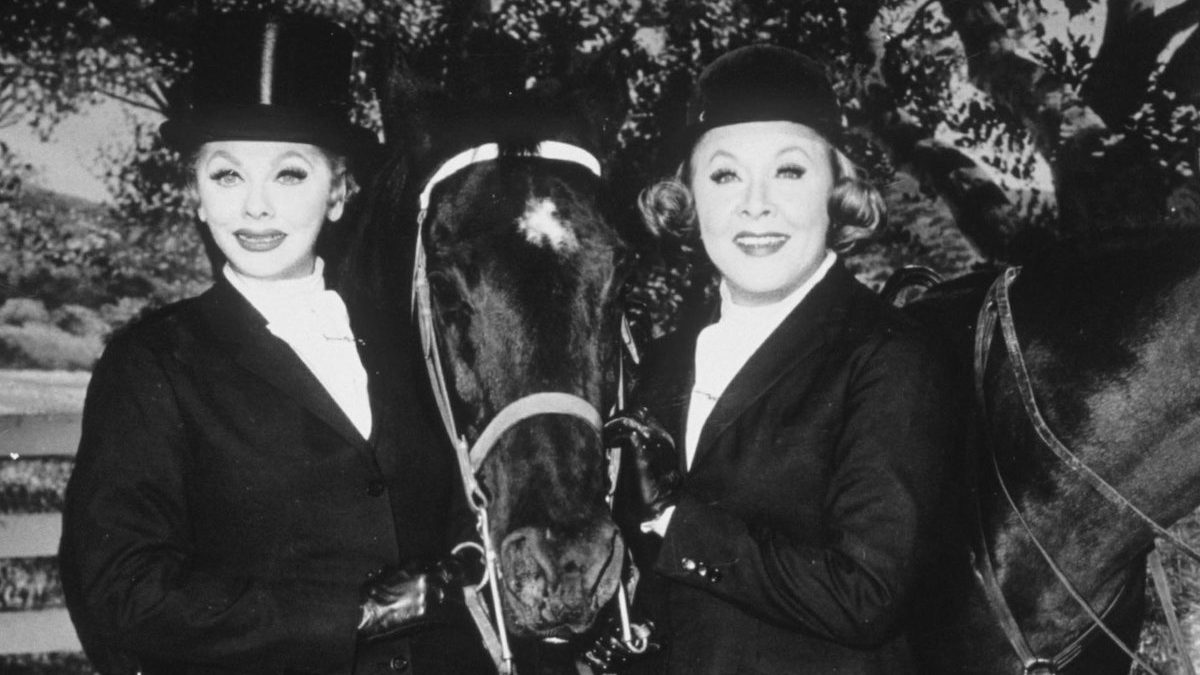 Lucille Ball and Vivian Vance with horse