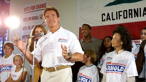 Arnold Schwarzenegger amidst his run for governor of California, 2003