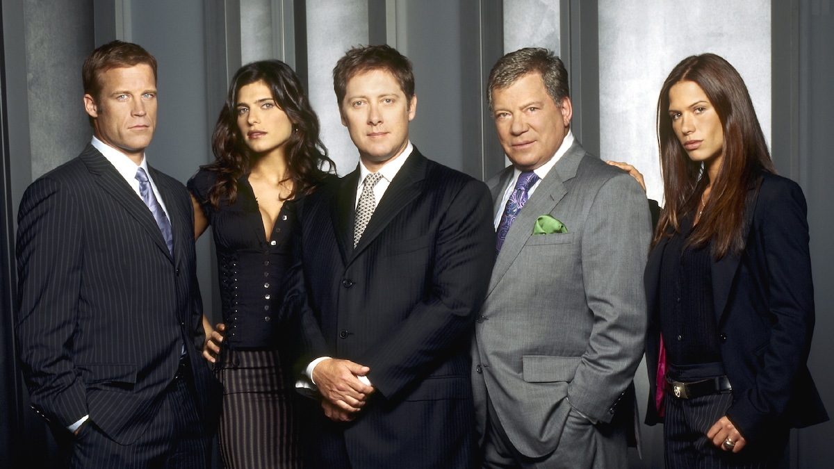 Mark Valley, Lake Bell, James Spader, William Shatner, and Rhona Mitra in Boston Legal (2004)