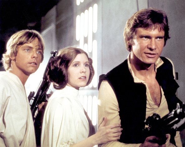 Mark Hamill, Carrie Fisher and Harrison Ford, 'Star Wars: Episode IV - A New Hope,' 1977