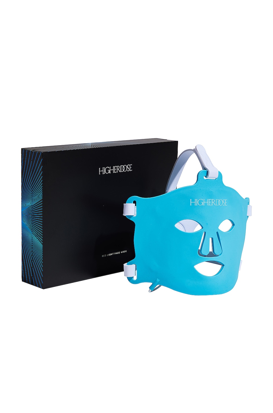 HigherDOSE Red Light Face Mask in blue color with black box/case.