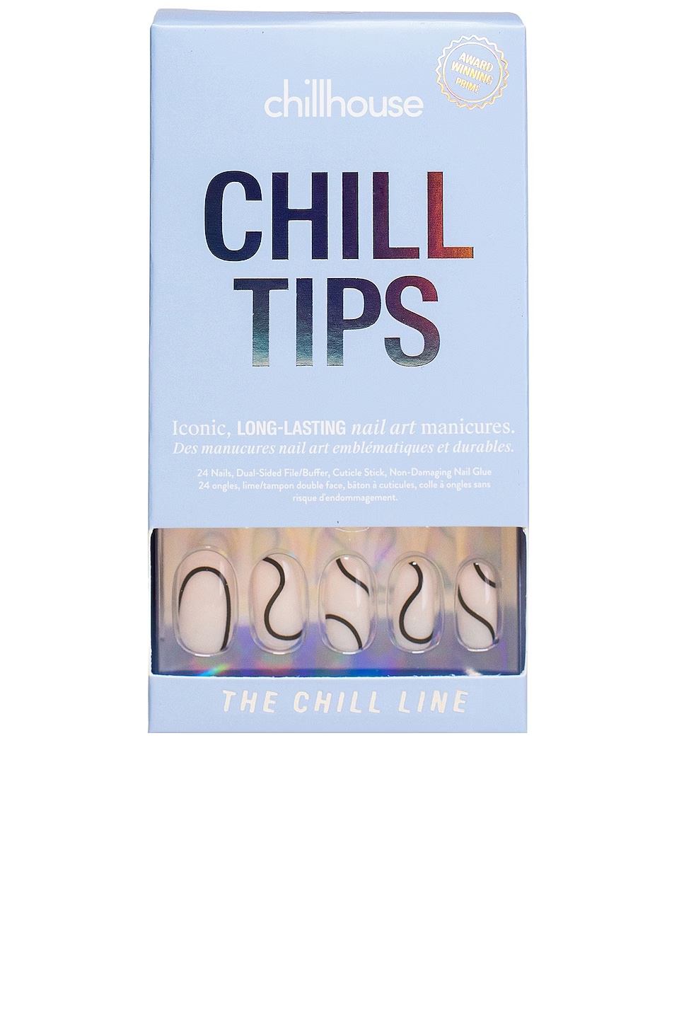 Chillhouse Chill Tips Press-On Nails in black swirl design