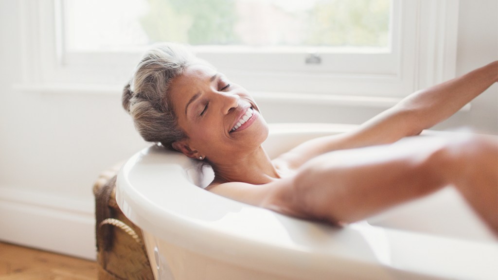 woman taking a bath to ease menopausal irritability 
