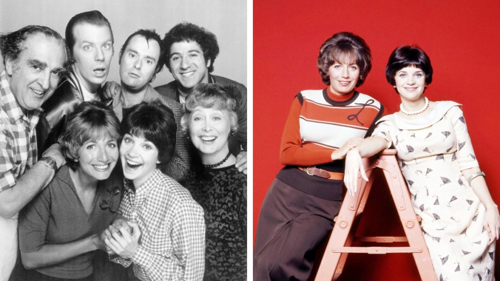 1970s TV Sitcoms: Laverne and Shirley cast smiles in a side by side