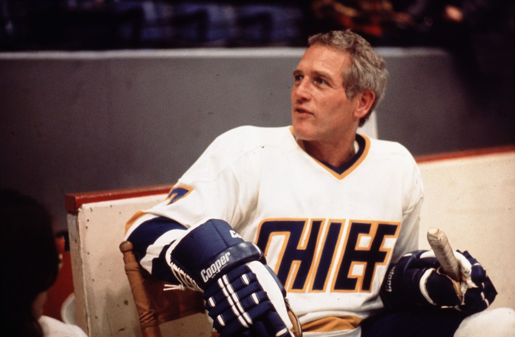 Paul Newman young appears in the classic movie Slapshot, a story of a minor league hockey team based in Johnstown, Pennsylvania.