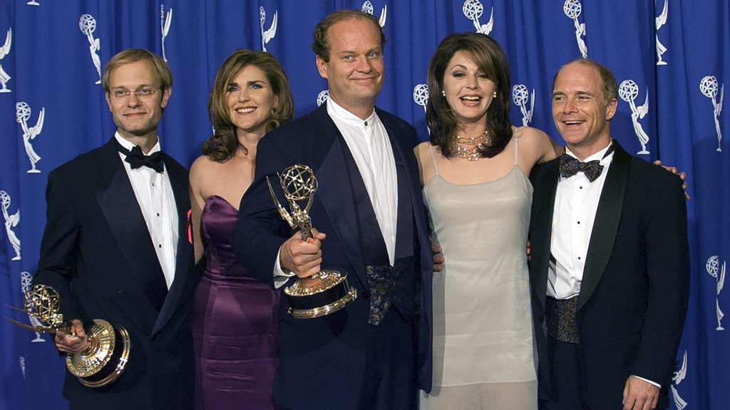 Original cast of 'Frasier' with their Emmy awards, 1995