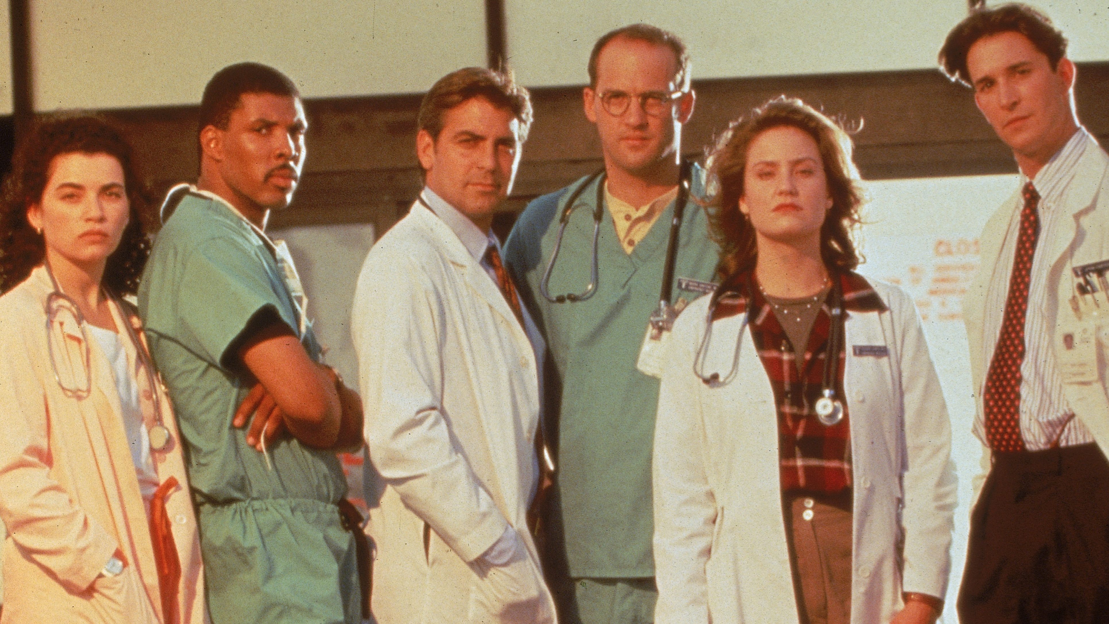 Julianna Margulies, Eriq La Salle, George Clooney, Anthony Edwards, Sherry Stringfield and Noah Wyle, ER, 1994
