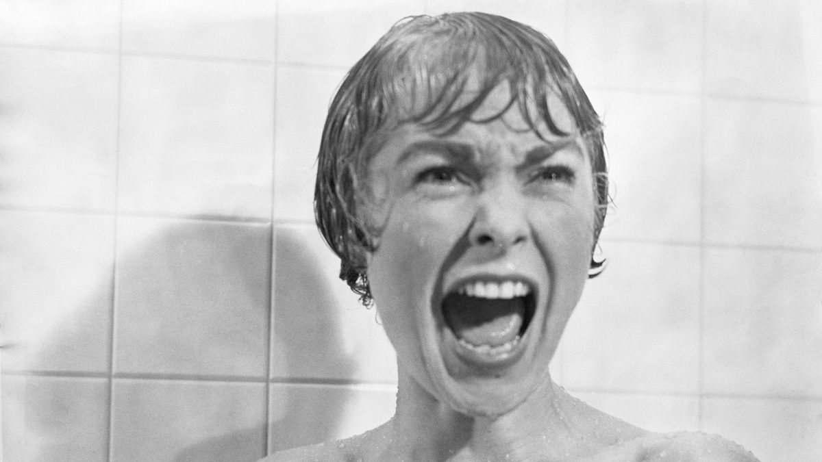 Janet Leigh screaming in Psycho, 1960 scariest movies