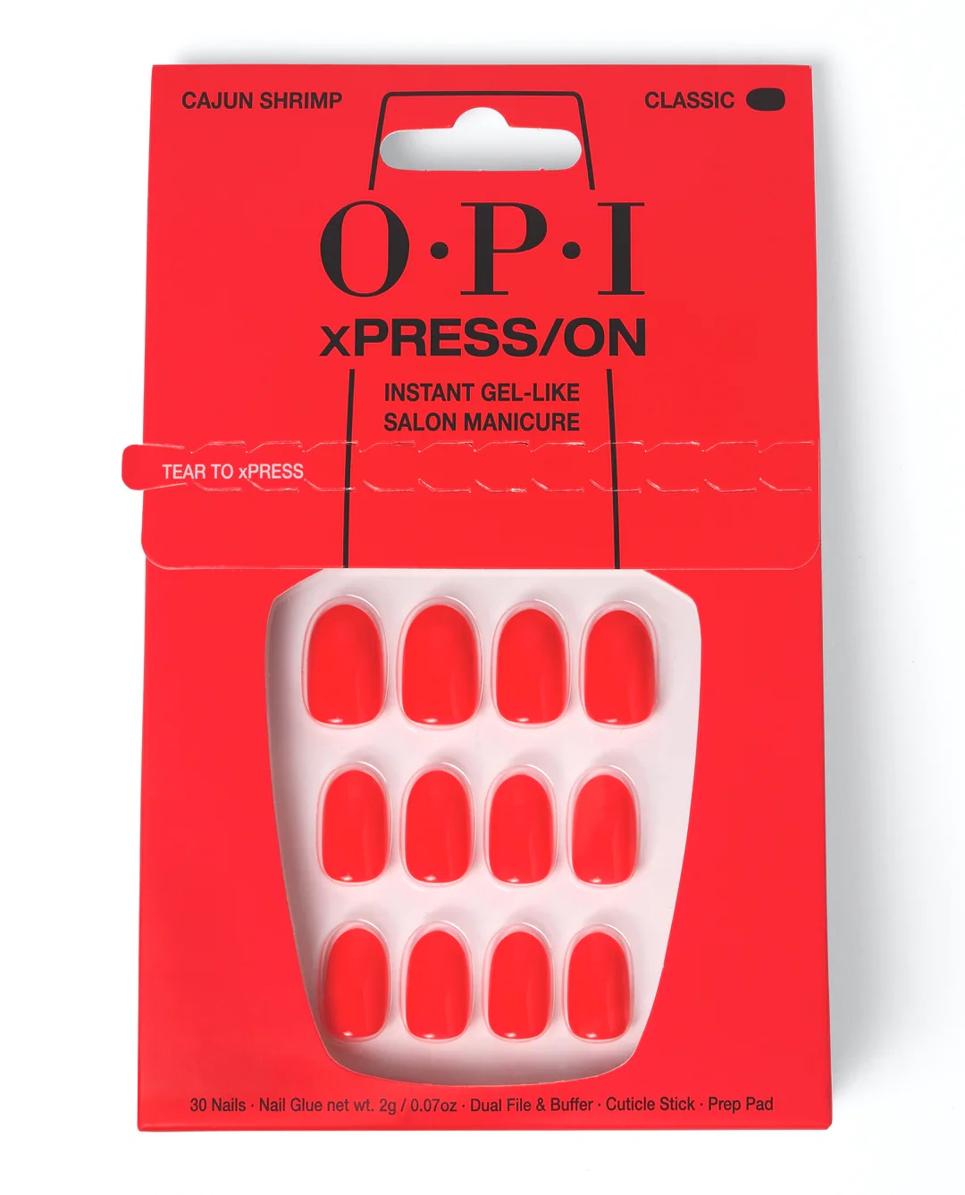 OPI Press-On Nails in orangey-red color