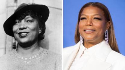Celebrities who look like historical figures:Left: Zora Neale Hurston (1940’s), Right: Queen Latifah (2023)