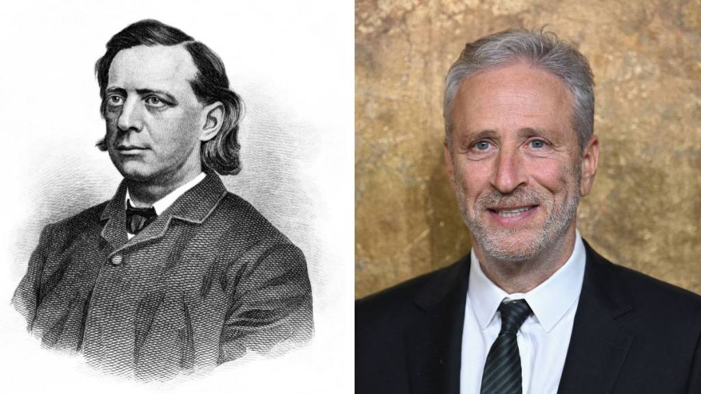 Celebrities who look like historical figures: Left: Henry Ward Beecher (1868), Right:Jon Stewart (2023)