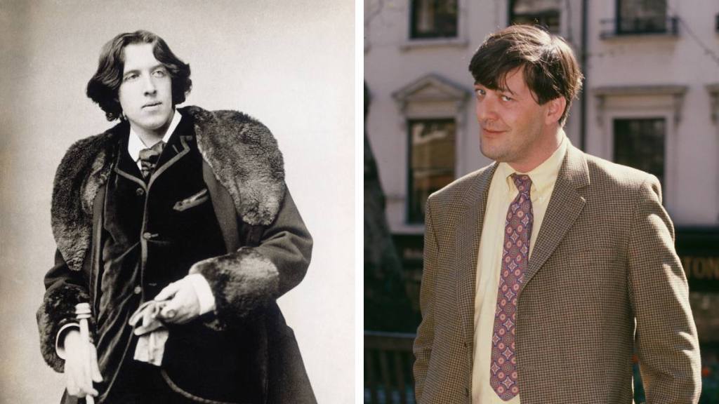 Celebrities who look like historical figures:Left: Oscar Wilde (1970), Right: Stephen Fry (1995)