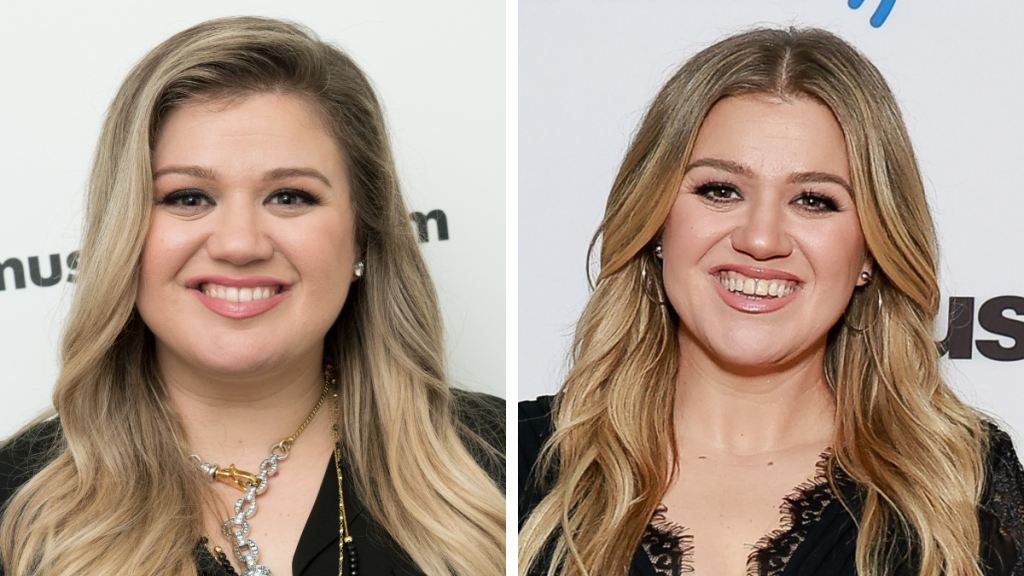 Kelly Clarkson in 2017 and 2023
