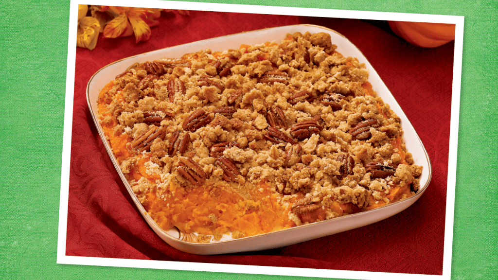 Sweet Potato Casserole with Pecan Crumble for Thanksgiving