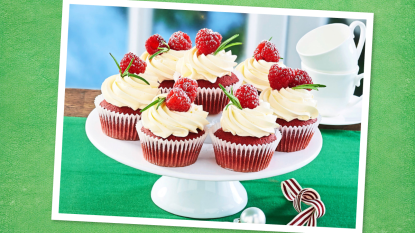 Cranberry Red Velvet Cupcakes, recipe made with leftover cranberry sauce