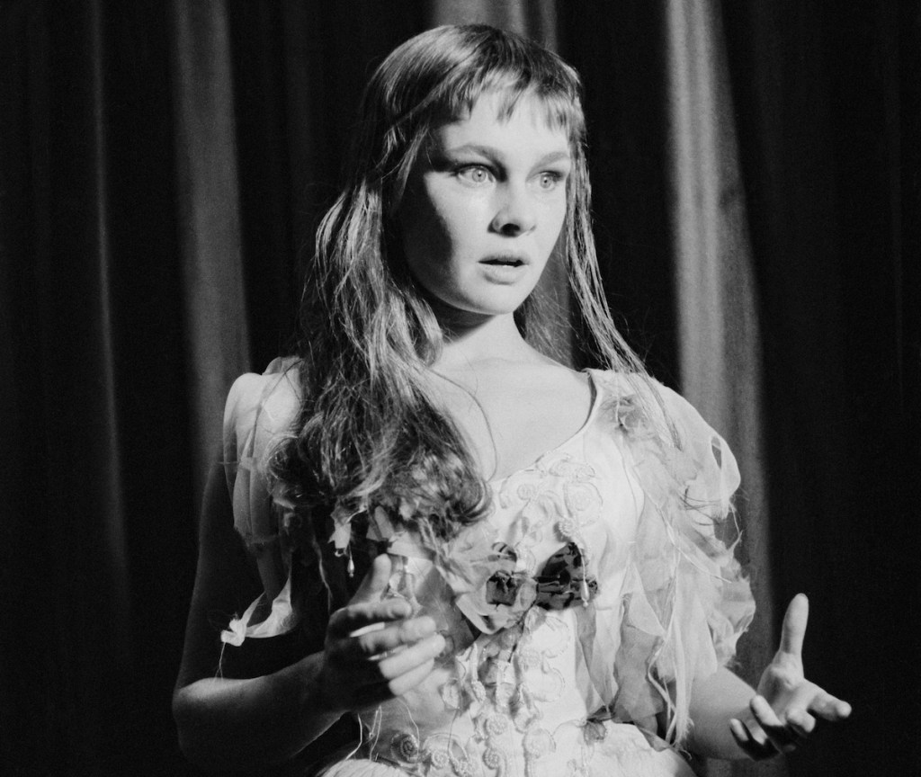English actress Judi Dench at a dress rehearsal of 'Hamlet' at the Old Vic theatre, London, 11th September 1957