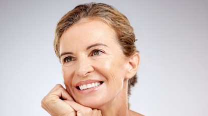 Mature woman with beautiful skin after double cleanse