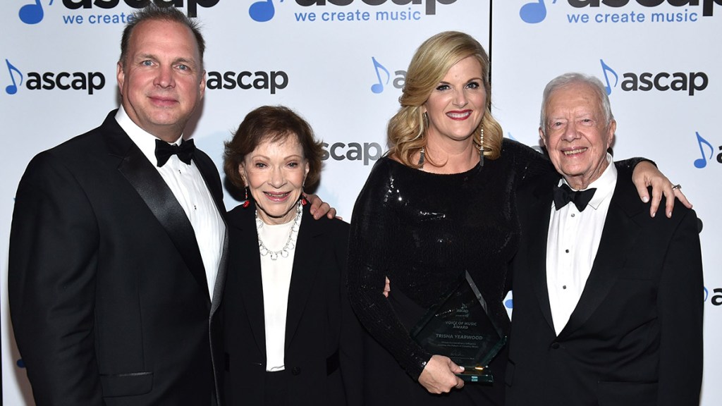 Garth Brooks, Rosalynn Carter, Trisha Yearwood, and President Jimmy Carter attend the 53rd annual ASCAP Country Music awards at the Omni Hotel on November 2, 2015 in Nashville, Tennessee