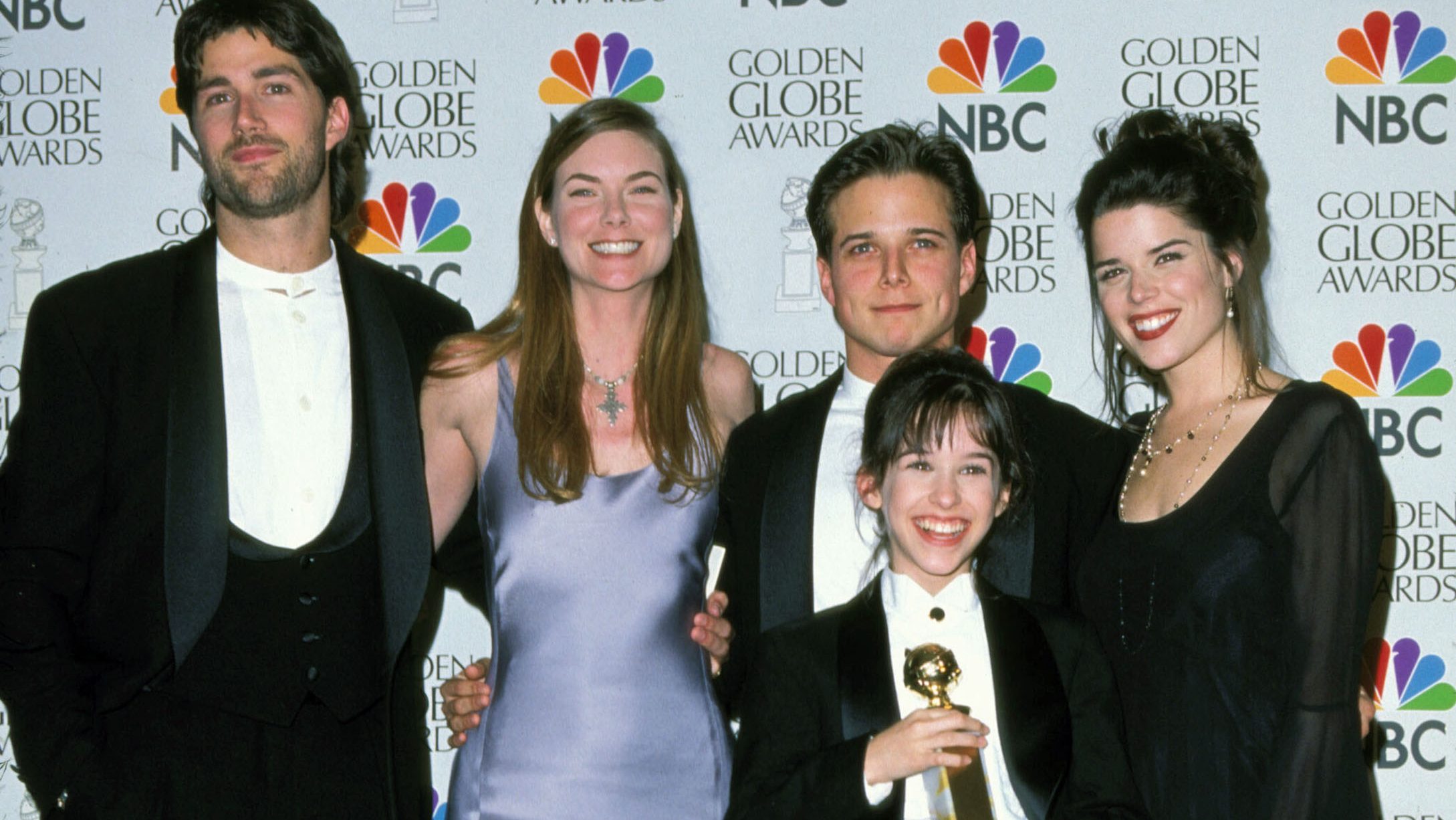Part of Five Cast then and now: The cast after winning the Golden Globe in 1996