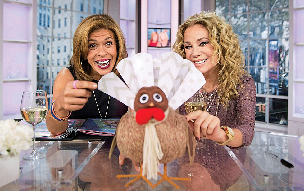 Kathie Lee and Hoda with the Turkey on the Table