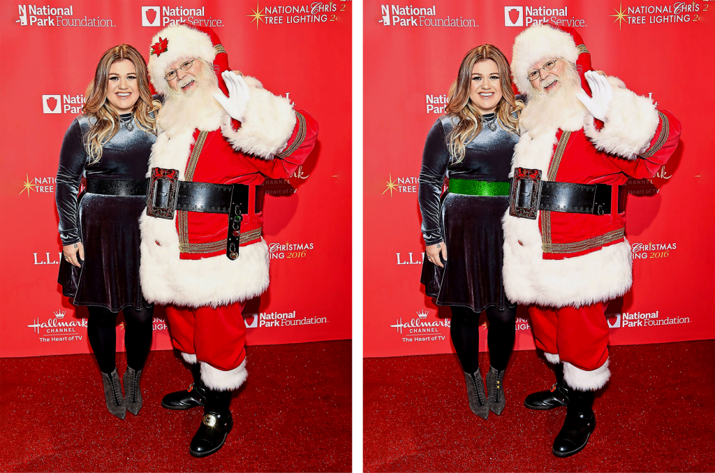 Spot the difference puzzles: Kelly Clarkson with Santa