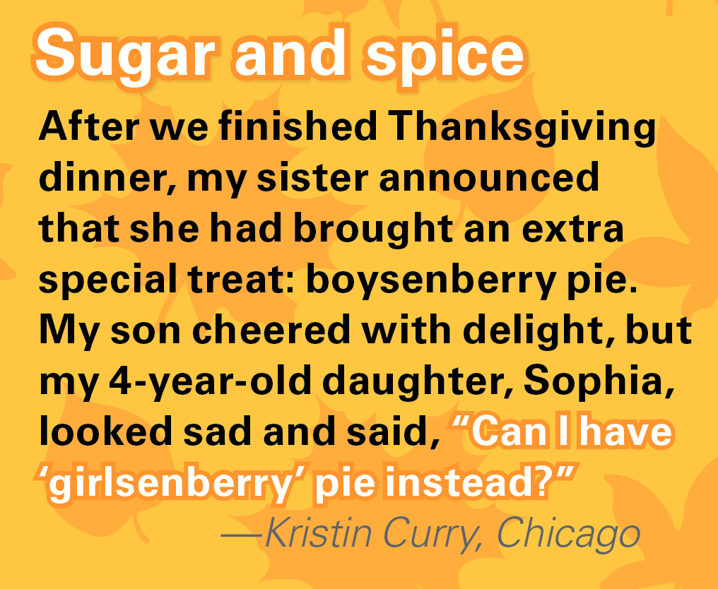 Thanksgiving jokes: Funny things kids say, girl wants "girlsenbarry" pie instead of boysenberry