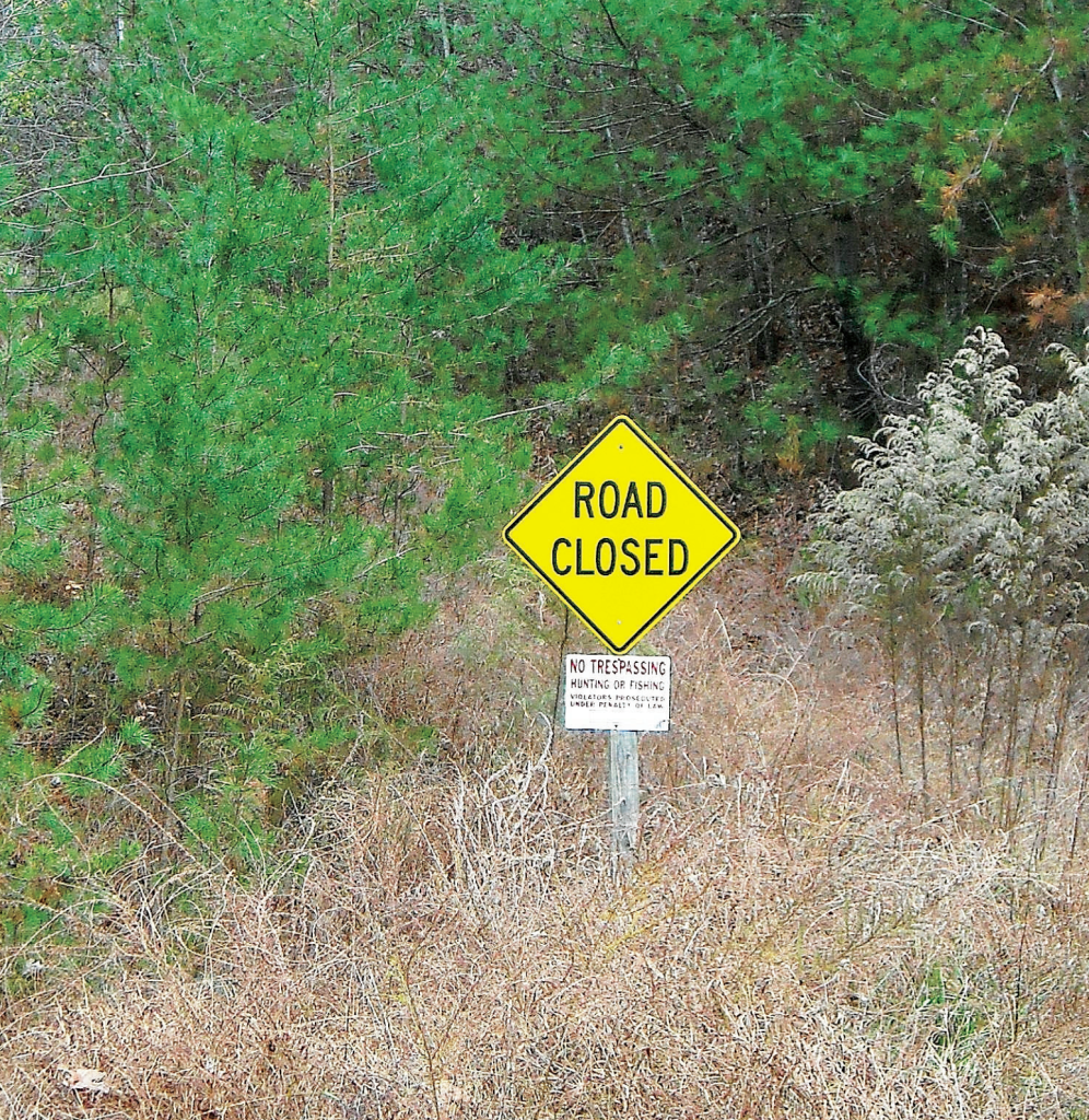 Funny signs: Road closed sign in the middle of the woods with no roads