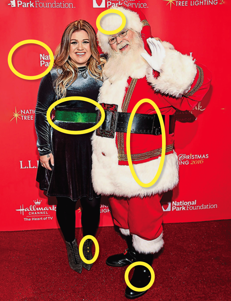 Spot the difference puzzles solution for Kelly Clarkson and Santa
