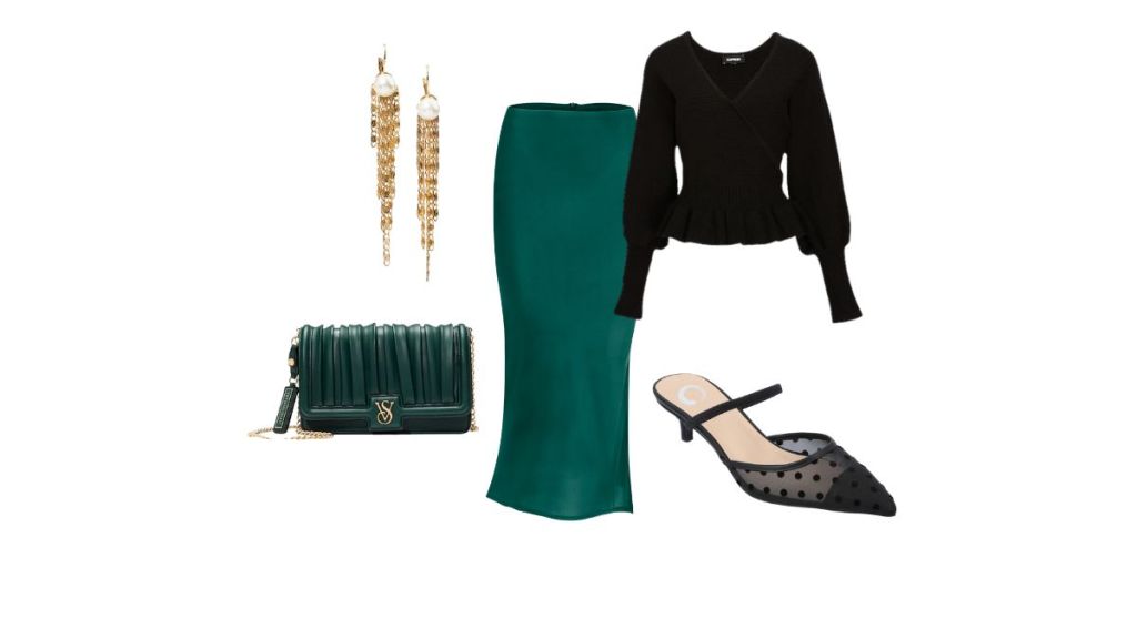 cocktail hour midi skirt outfit.