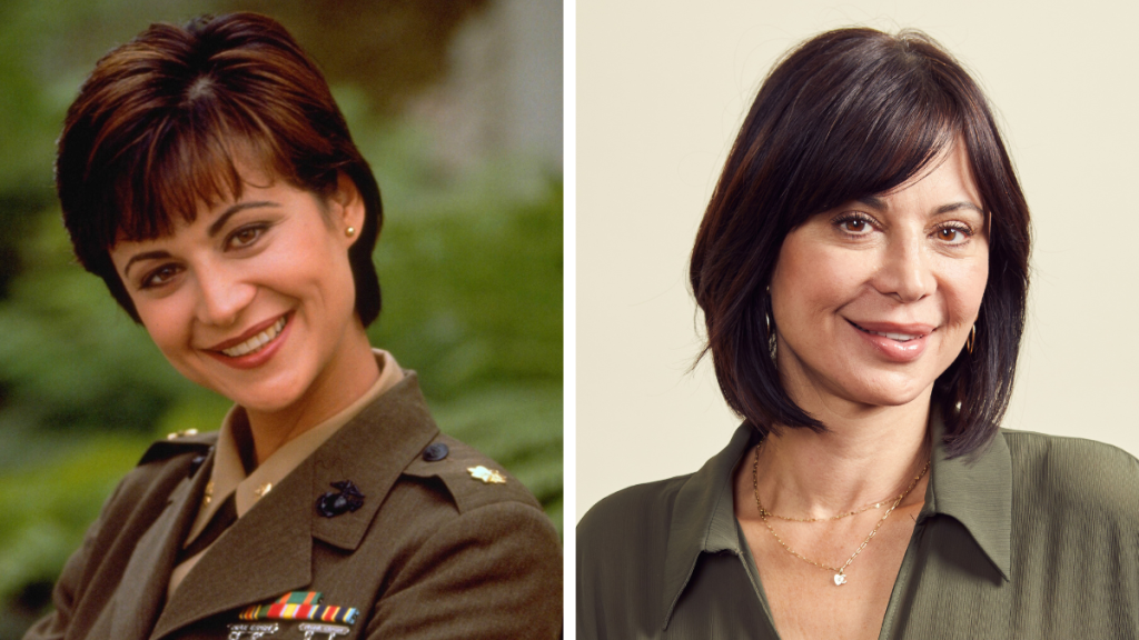 Catherine Bell from the JAG cast. Left: 1997; Right: 2022