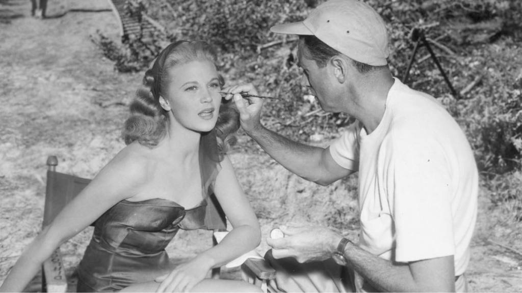Joan Caulfield gets her makeup done on the set of “The Petty Girl”