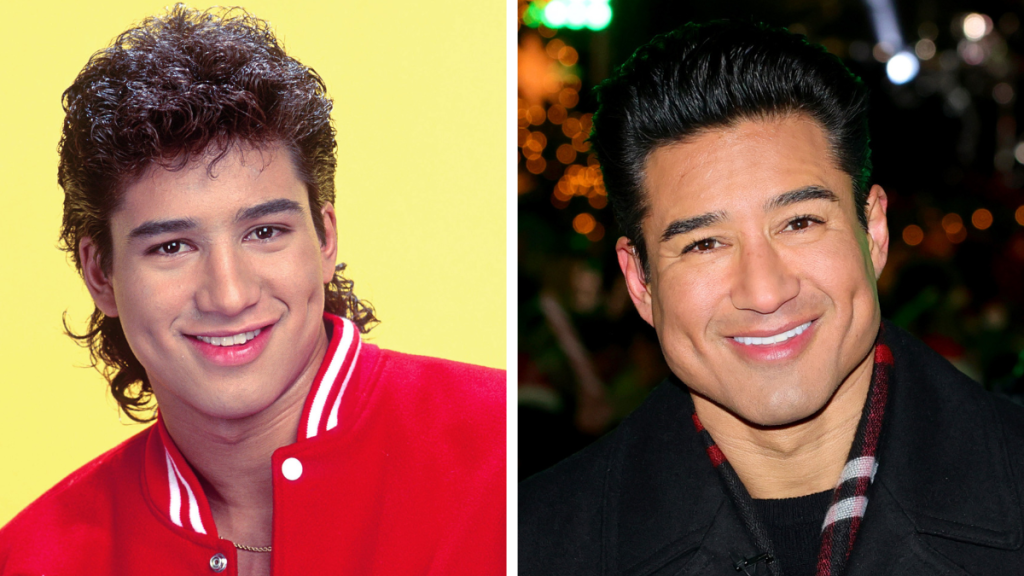 Mario Lopez from the Saved by the Bell cast. Left: 1990; Right: 2023