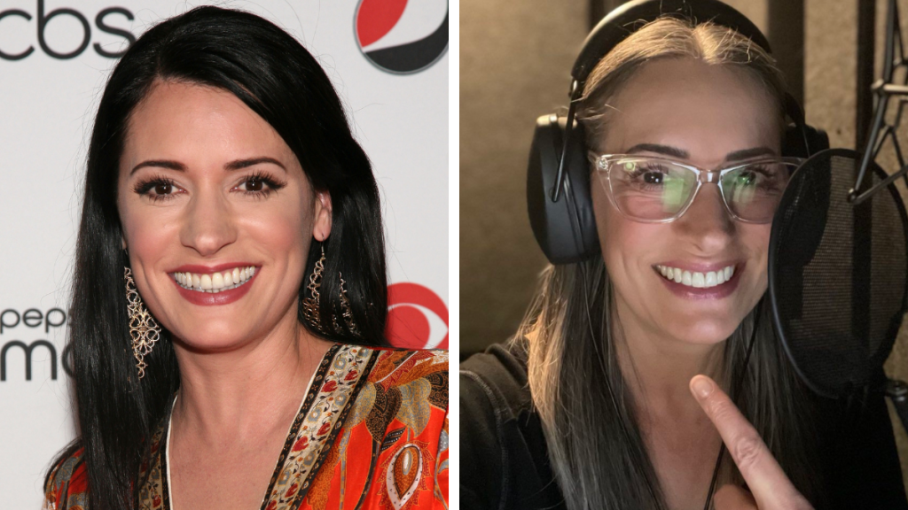 Paget Brewster in 2009 and 2023