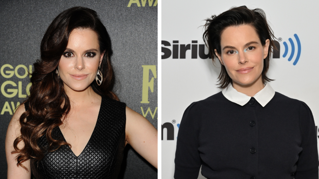 Emily Hampshire in 2015 and 2023
