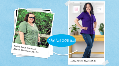 before and after of Rondi Korven, who lost 363 lbs with psyllium husk