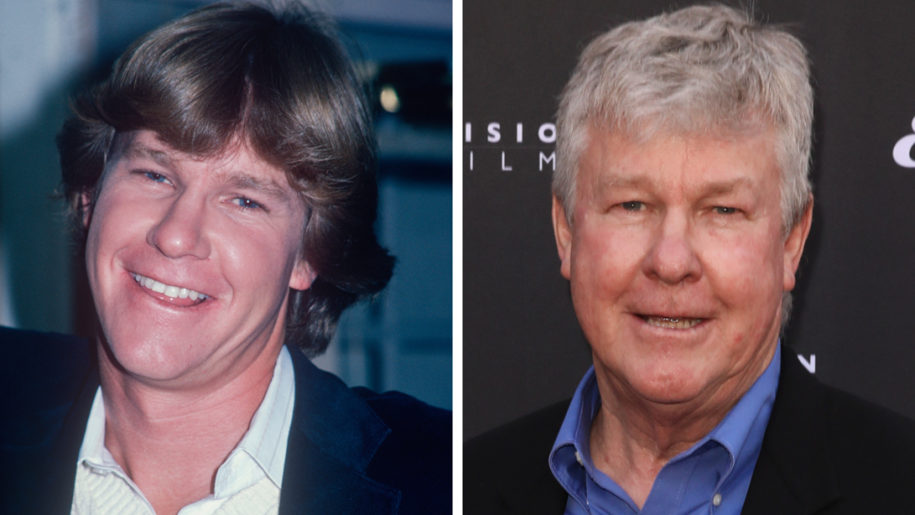 Larry Wilcox from the CHIPs TV show cast. Left: '70s; Right: 2019