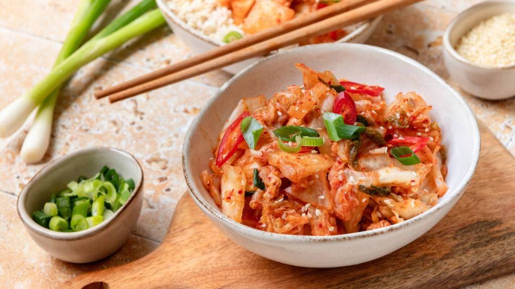 The best foods to eat for gut health: Traditional Korean food spicy Kimchee or kimchi cabbage fermented food
