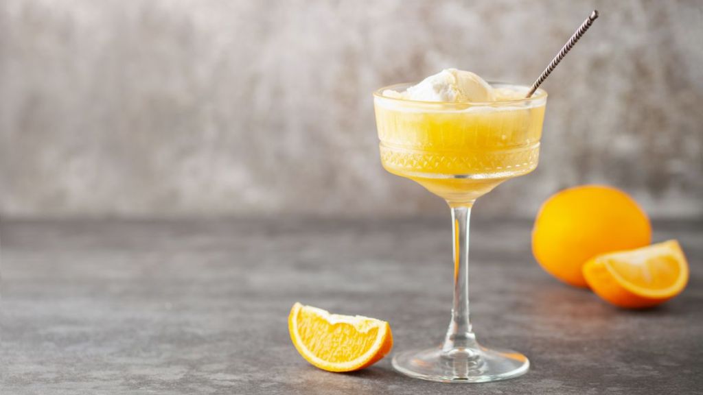 Tiktok health trends: Homemade orange creamsicle in glass.